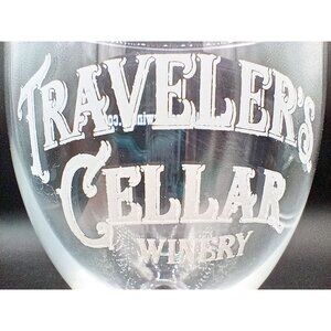 Travelers Cellar Winery Wine Glass Clear 8 inches Tall Stemware Logo Collectible
